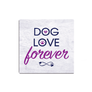 Absorbent Stone Coaster ‘Dog Love Forever’